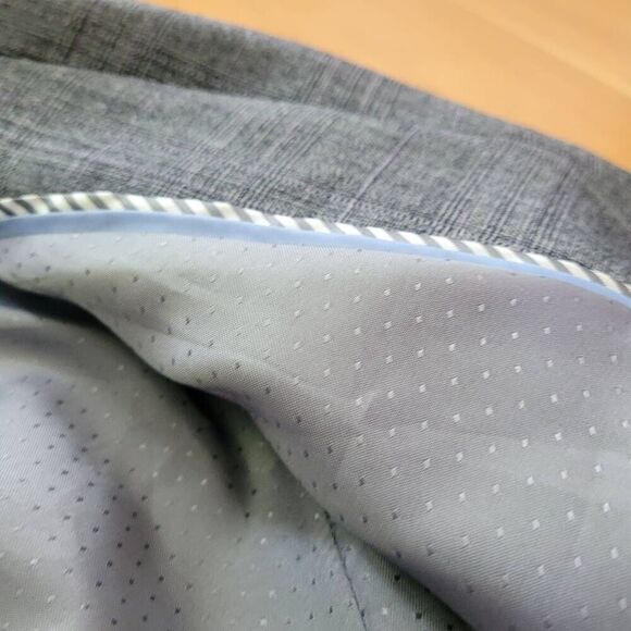 Banana Republic stretch grey blazer wool blend plaid fit & flare office business - Picture 8 of 15